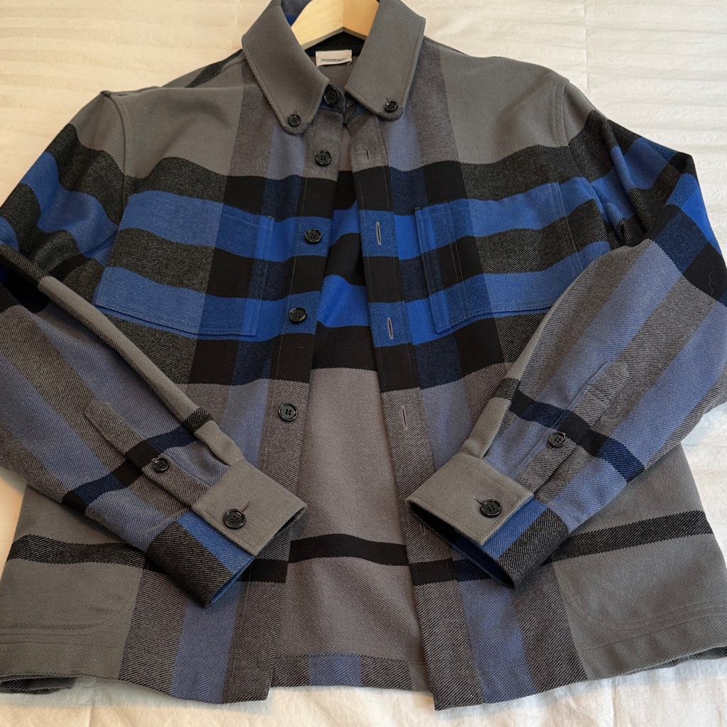 Burberry Gray And Blue Check Shirt Jacket